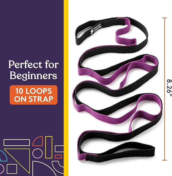SPECIAL SUPPLIES Yoga Strap for Stretching, Stability Training, Fitness, Flexibility, Physical Therapy, Home Workout Equipment, Strength Training, and Pilates (Purple)