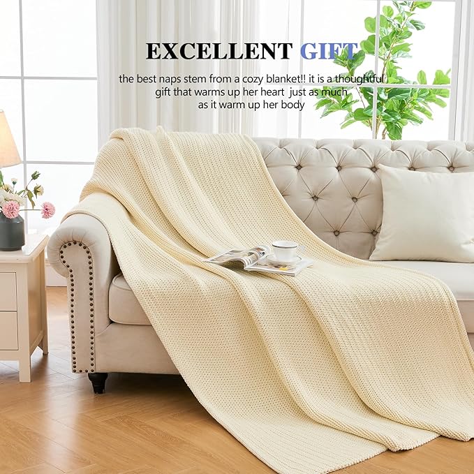 L'AGRATY Knitted Weighted Blanket - 60"x80" 20lbs Cooling Chunky Knit Heavy Blanket for Adults Braided Crochet Throw Thick Cable Yarn Knit Decorative No Beads Evenly Weighted Machine Washable