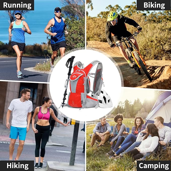 Hydration Pack Backpack, Lightweight Water Backpack with 2L Leakproof Hydration Bladder Daypack for Men Women,Running Hydration Vest for Outdoor Trail