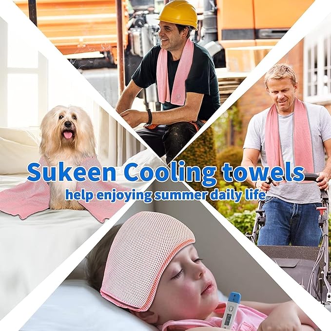 Sukeen Cooling Towel (40"x12"), Ice Towel Sets,Soft Breathable Chilly Towel,Microfiber Towel for Yoga,Sport,Running,Gym,Workout,Camping,Fitness,Workout & More Activities, 6 Pack