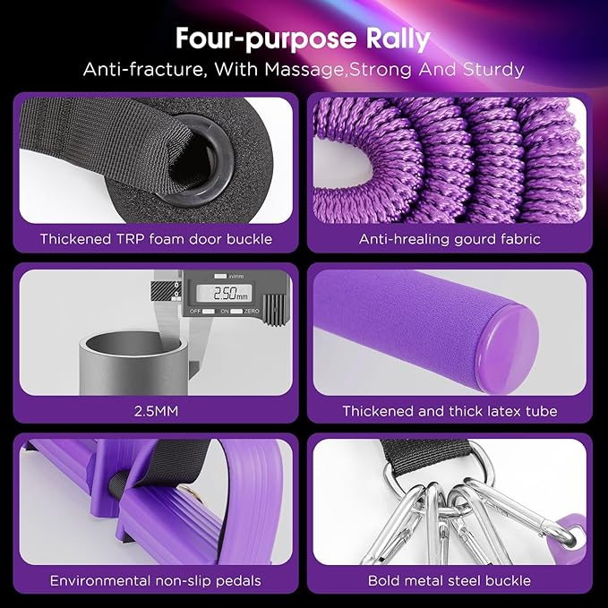 2025 Upgrade Pedal Resistance Band, 4-Tube Elastic Sit Up Pull Rope for Men and Women, Pedal Puller for Strength Training, Foot Resistance Rope for Physical Therapy, with 5Pcs Exercise Bands