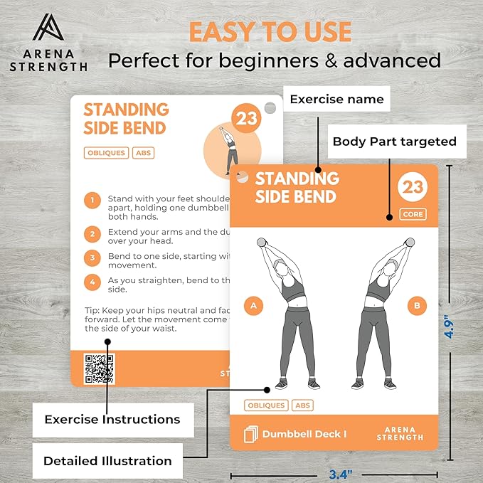 Arena Strength Workout Cards - Instructional Fitness Deck for Booty Band Workouts, Beginner Fitness Guide for Resistance Band Training Exercises at Home. Includes Workout Routines.