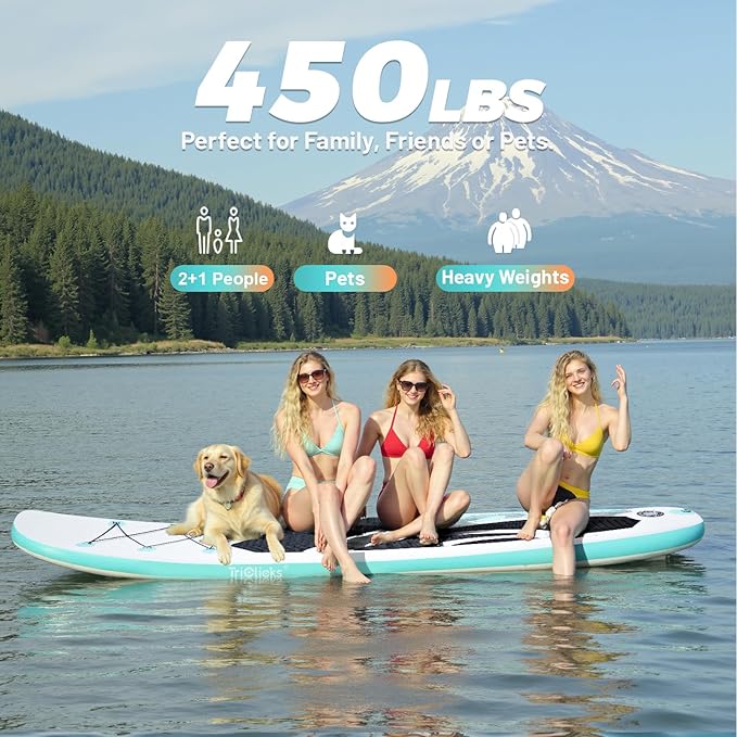 10' Inflatable Stand Up Paddle Board, Ultra-Light Wide Yoga Board for All Skill Levels with Premium SUP Paddleboard Accessories, 84L Waterproof Bag, Non-Slip Comfort Deck for Youth & Adults