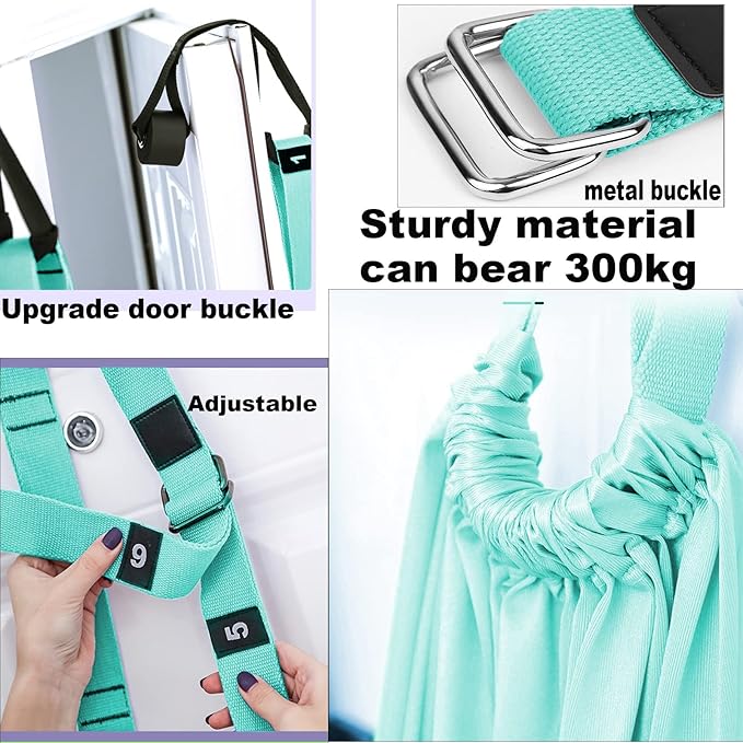 Tchrules Leg Stretcher Strap, Backbend Training Belt with Door Anchor, Flexibility Trainer Stretching Equipment Assist Stretch Strap for Fitness Gymnastics Dance Aerial Yoga Ballet