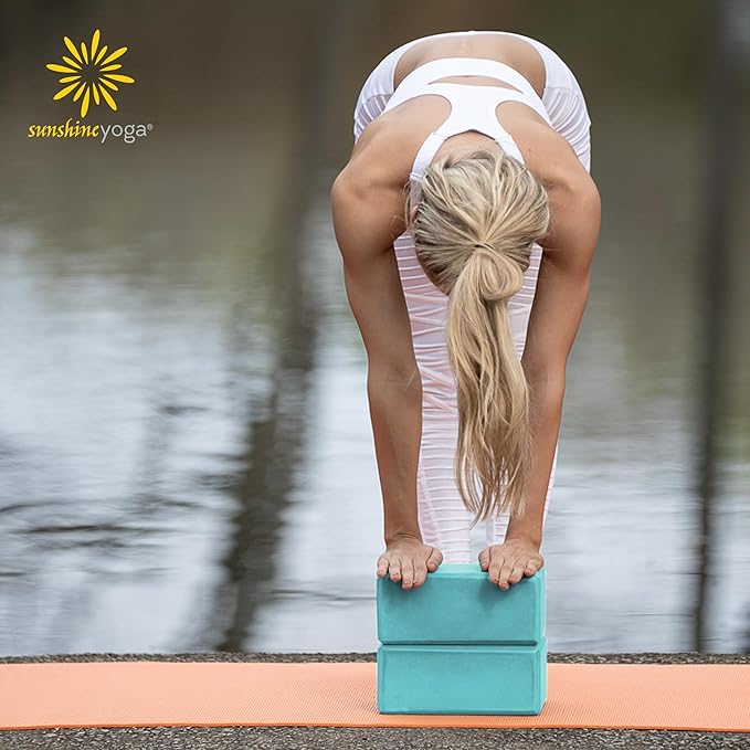 Sunshine Yoga 4" Yoga Block, 10 Pack Bulk EVA Foam Yoga Blocks, Firm and Supportive Yoga Brick, Balance Foam for Stretching, Pilates, and Workout, 4" x 6" x 9"
