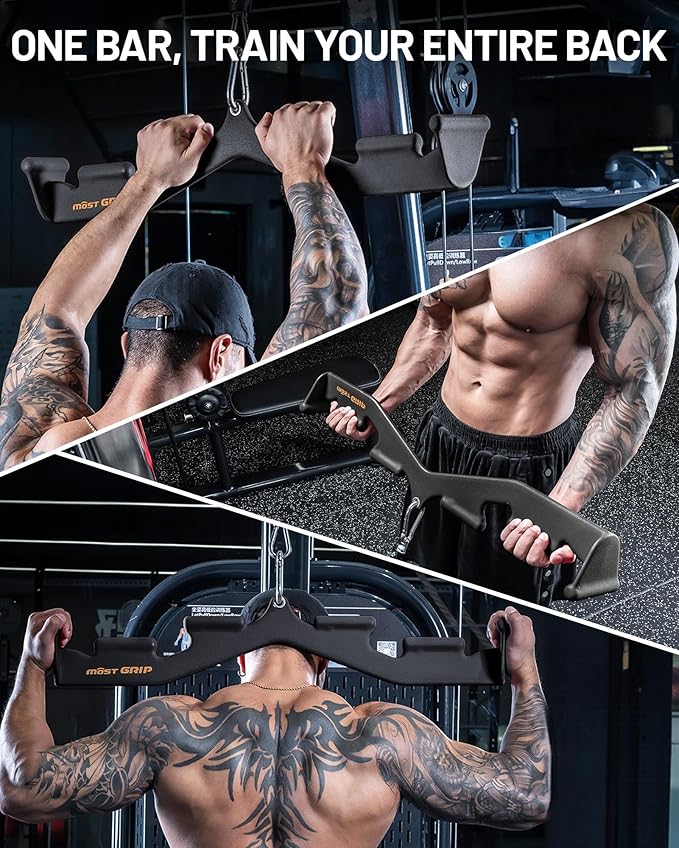 LAT Pull Down Bar with 6 Ergonomic Handles, Neutral Grip LAT Pulldown Attachments for Whole Back Training, Wide Grip LAT Pulldown Bars for Home Gym Cable