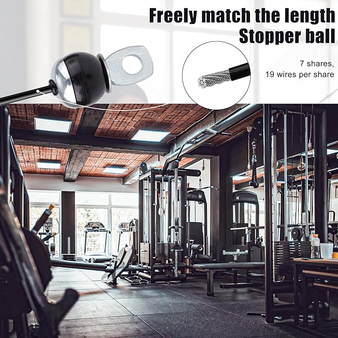 196in Fitness Pulley Cable, Adjustable Home Gym Replacement Cables Pulley System Gym Heavy Duty Fitness Steel Wire Rope 5mm Thick for Pulley Machine Accessories Home Gym