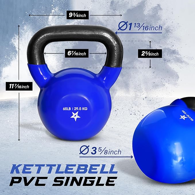 Yes4All 5-100 LB Kettlebells Vinyl Coated Cast Iron for Dumbbell Weights Exercises, Gym, Fitness, Full Body Workout Equipment Push up, Grip and Strength Training