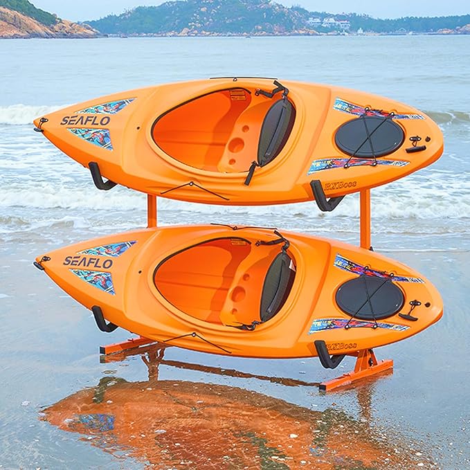 VEVOR Freestanding Kayak Storage Rack, Kayak Stand for 2 or 4 Kayak Canoe Paddleboard, Heavy-Duty Steel Kayak Hanger Holder with Padded Arms and Adjustable Width,for Indoor Outdoor Garage