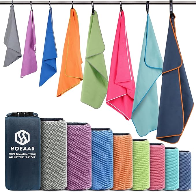HOEAAS 2 Pack Microfiber Camping Towels