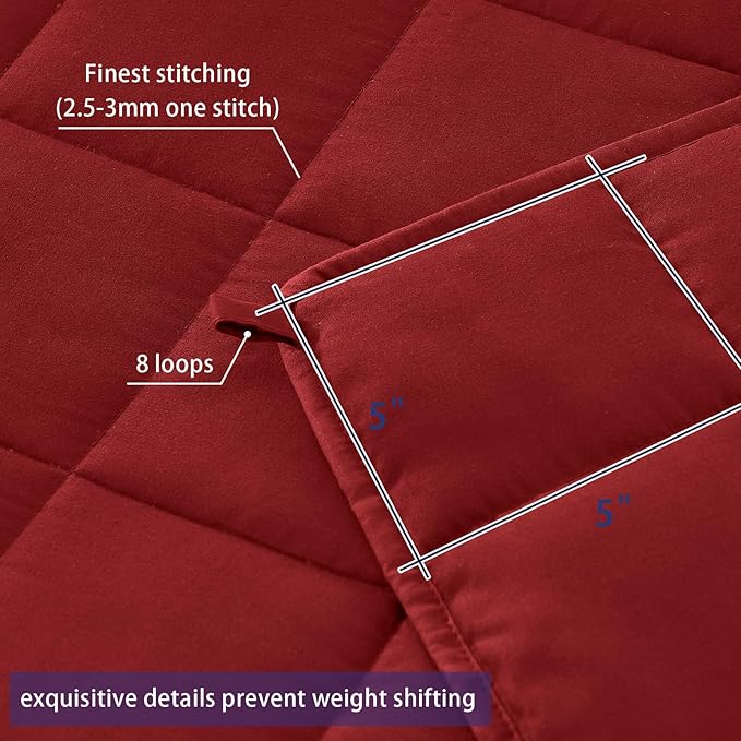 King Size Weighted Blanket for Adults (25 lbs, 80” x 87”, Red) Cooling Heavy Blanket for Sleeping Perfect for 240-260 lbs, Breathable Blanket for Adults & Couple All Season, Machine Washable