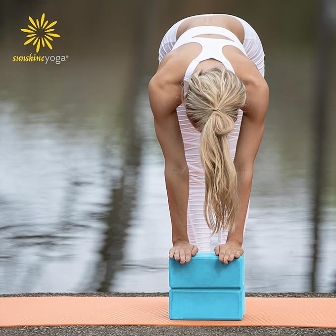 Sunshine Yoga 4" Yoga Block, 10 Pack Bulk EVA Foam Yoga Blocks, Firm and Supportive Yoga Brick, Balance Foam for Stretching, Pilates, and Workout, 4" x 6" x 9"
