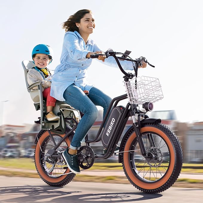 2 Seater Electric Bike, 48V 20AH(𝟗𝟔𝟎𝐖𝐇) Large Removable Battery, 𝟏𝟑𝟎𝟎𝐖 Peak Motor, 20"x 4.0" Fat Tire Ebike for Adults, 80+Miles Max,30+MPH, City Couple E Bike for All Terrain