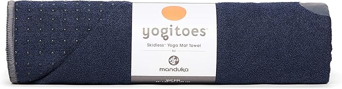Manduka Yogitoes Yoga Towel – Rubber Grip Dots Non-Slip Bottom, Quick Dry Fitness Towel for Hot Yoga, Pilates, Exercise