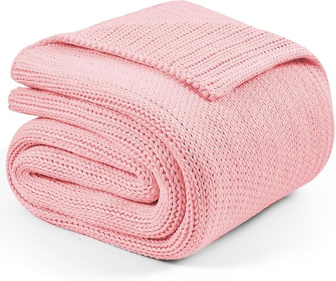 L'AGRATY Knitted Weighted Blanket - 48"x72" 15lbs Cooling Chunky Knit Heavy Blanket for Adults Braided Crochet Throw Thick Cable Yarn Knit Decorative No Beads Evenly Weighted Machine Washable