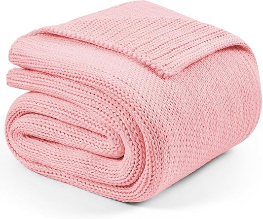 L'AGRATY Knitted Weighted Blanket - 50"x60" 10lbs Cooling Chunky Knit Heavy Blanket for Adults Braided Crochet Throw Thick Cable Yarn Knit Decorative No Beads Evenly Weighted Machine Washable