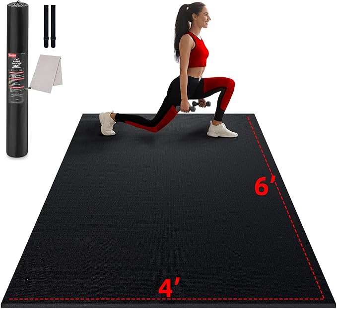 Large Exercise Mat for Home Workout 12‘x6’/10'x6'/9'x6'/8'x6'/7'x5'/6'x4' (7mm) (7mm) Extra
