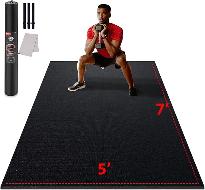 Large Exercise Mat for Home Workout 12‘x6’/10'x6'/9'x6'/8'x6'/7'x5'/6'x4' (7mm) (7mm) Extra