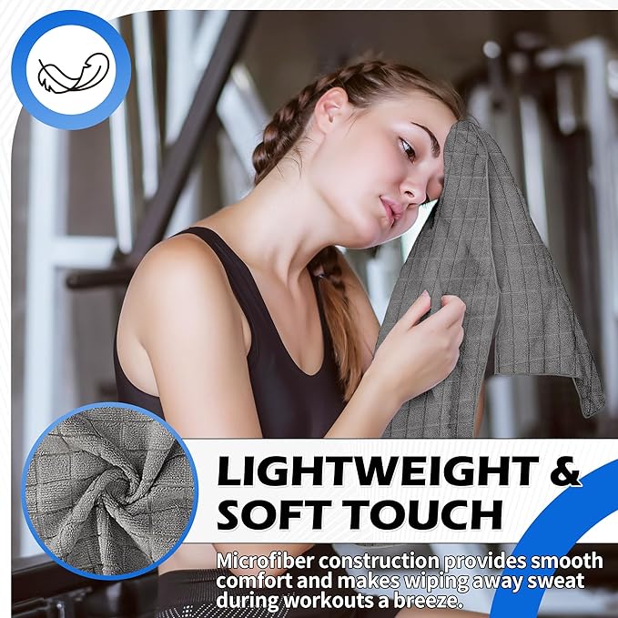 HOMERHYME Microfiber Gym Towels, 3 Pack Sweat Towels, 16 x 27 Inch Quick Dry Hand Towels, Absorbent Yoga Towels for Home Gym Bag, Beach Travel Sport Towel, Workout Equipment for Men & Women