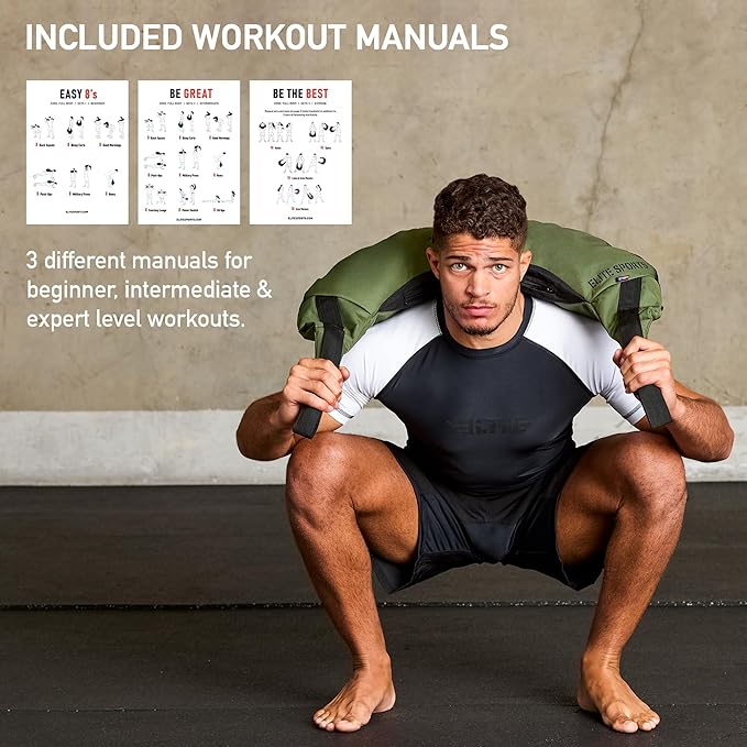 Elite Sports Bulgarian Canvas Bag, Fitness Canvas MMA Gym Cross Workout Training Sandbag 17, 25, 33, 45 lbs (UNFILLED)