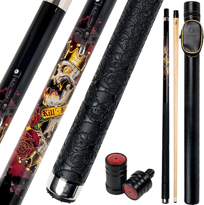 Collapsar CBP Pool Stick with 1X1 Hard Case,13mm Tip with Low Deflection Technology Billiard Cue,58" 2-Pieces 19-21 oz Professional Pool Cue Set