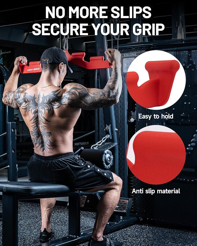 LAT Pull Down Bar with 6 Ergonomic Handles, Neutral Grip LAT Pulldown Attachments for Whole Back Training, Wide Grip LAT Pulldown Bars for Home Gym Cable