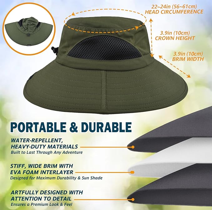 EINSKEY Wide Brim Sun Hat, UPF 50+ UV Protection Waterproof Packable Bucket Hat for Men & Women, Fishing Hiking Beach Garden