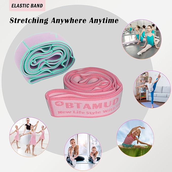 2 PCS Stretch Strap for Kids Dance Elastic Band for Children Gymnastics Stretching Strap Kids Stretching Bands Multi-Loop Adjustable Exercise Bands Stretching Resistance Ballet Bands -8 Loops