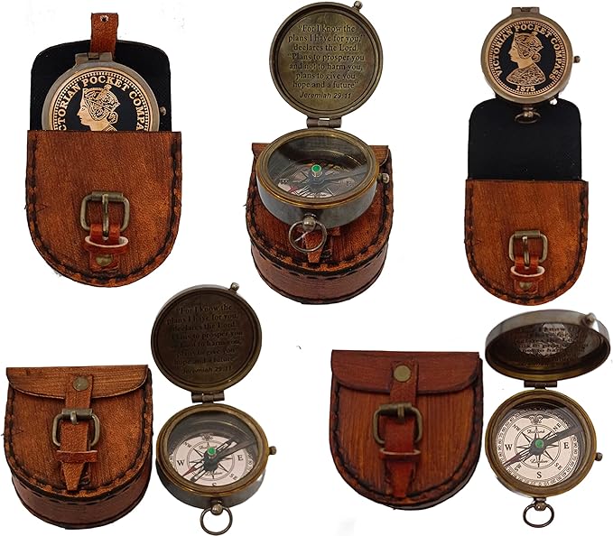 2 Inch Brass Compass Pocket Compass With Leather