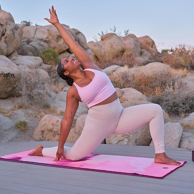 Manduka Yogitoes Yoga Towel – Rubber Grip Dots Non-Slip Bottom, Quick Dry Fitness Towel for Hot Yoga, Pilates, Exercise