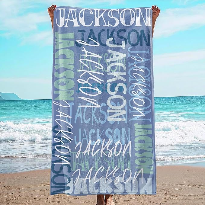JML Personalized Beach Towel with Name, Custom Beach Towel with Name, Customized Microfiber Pool Towel, Quick Dry & Absorbent Swim Towel for Adult,Anniversary, Birthday, Summer Holiday,Vacation
