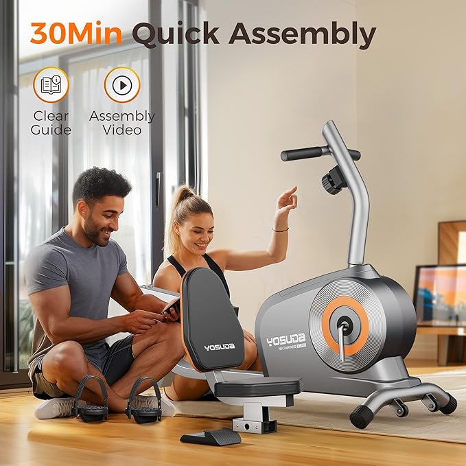 YOSUDA Recumbent Exercise Bike for Home,Magnetic Staionary Bike for Seniors/Adults with Adjustable Seat, 350LB Capacity, 16-level Resistance, LCD Monitor & Pulse Sensors