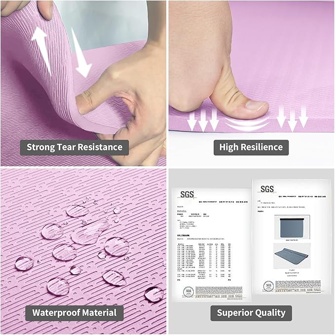 Hatha Yoga Extra Long TPE Yoga Mat 79" x 40” x 1/2" Thick Non-slip Exercise Mat for Home Gym Use, Yoga, Pilates, Fitness & Workouts