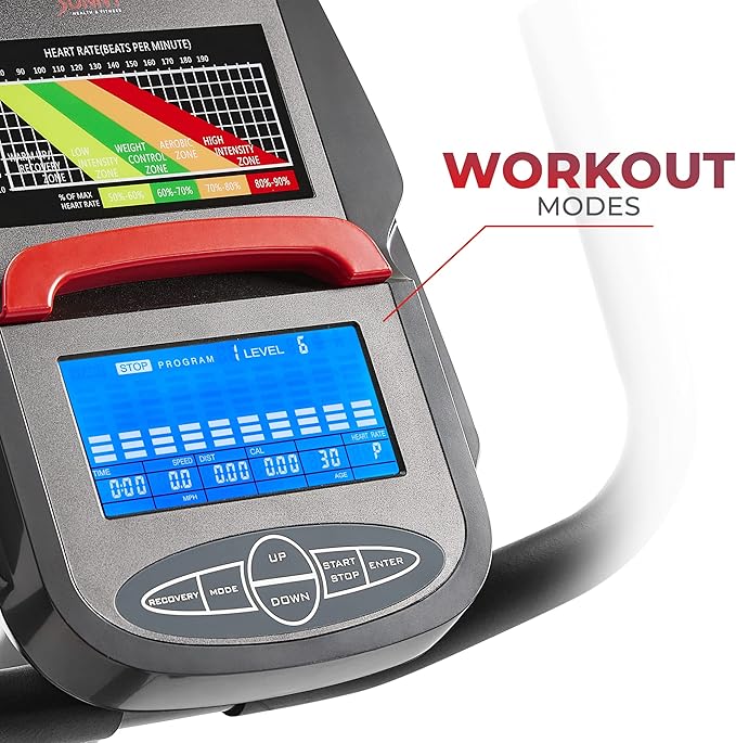 Sunny Health & Fitness Programmable 16 Levels Electro-Magnetic Resistance Recumbent Exercise Bike with 24 Pre-Build Workouts and 300 lbs Weight, Free SunnyFit App Connection for Guided Home Training