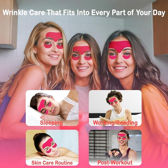 Forehead & Eye Wrinkle Patches - 20 Set Facial Wrinkle Ptaches for Reducing Fine Lines and Wrinkles, Boosts Skin Hydration & Elasticity, for All Skin Type Woman Man - Scarlet