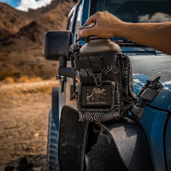 Iron InfideI Battle Bottle Sleeve - 64 oz and 32 oz Water Bottle Sleeve Only for Half Gallon 1L Steel Water Bottle | Rugged Cover with Molle for Versatile Design with Storage for Phone, Wallet & Keys