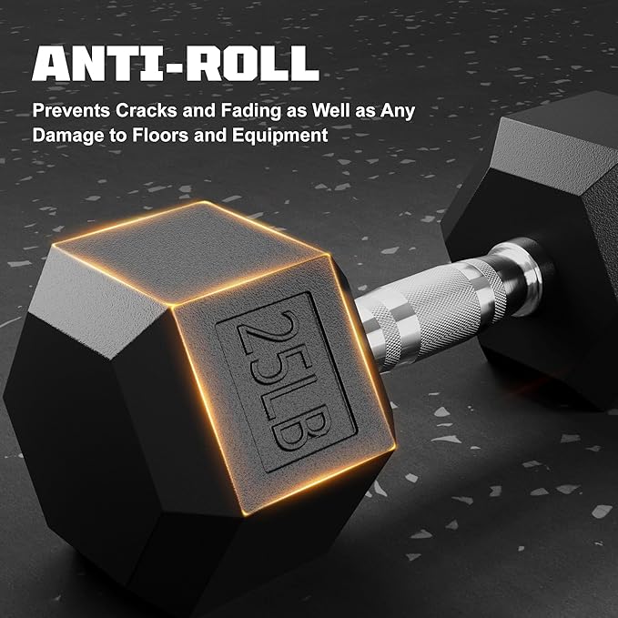 450/550 Dumbbell Sets with Rack, Rubber Hex Dumbbells, Free Weight set for Home Gym, Hand Weights with Chrome Handle for Strength Training