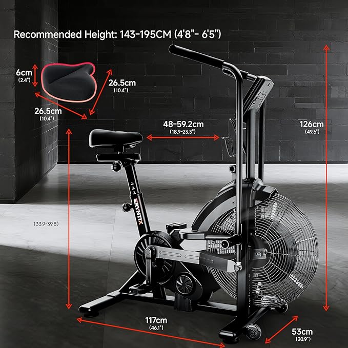Air Bike, Exercise Bike with Magnetic & Air Resistance Fan Bike, Stationary Bike for Home Cardio Workout, Adjustable Indoor Cycling Bike with APP & Dual Action Handlebars, 350lb Capacity