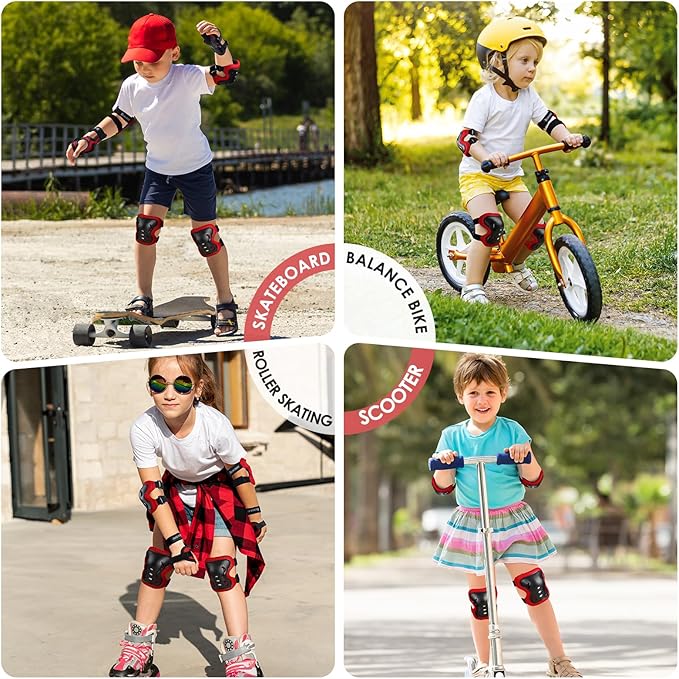 BOSONER Kids/Youth Knee Pad Elbow Pads Guards Protective Gear Set for Roller Skates Cycling BMX Bike Skateboard Inline Skatings Scooter Riding Sports