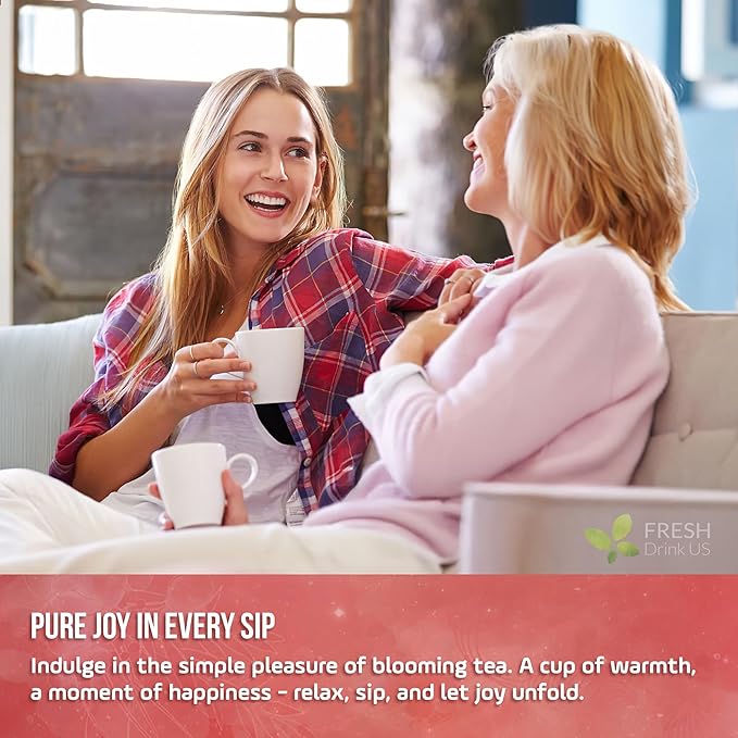 FreshDrinkUS, Premium 15 Flowering Tea Balls β Green Tea, Lily, Jasmine, Rose, Gomphrena & More β Beautiful Hand-Tied Blooming Teas for Relaxation & Wellness β Caffeine-Free. Ideal Gift for Tea Lovers