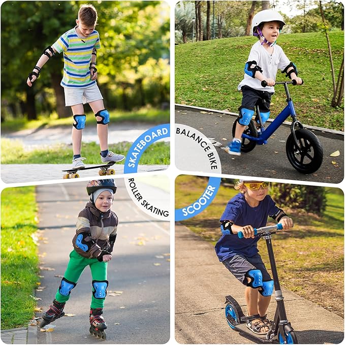 BOSONER Kids/Youth Knee Pad Elbow Pads Guards Protective Gear Set for Roller Skates Cycling BMX Bike Skateboard Inline Skatings Scooter Riding Sports