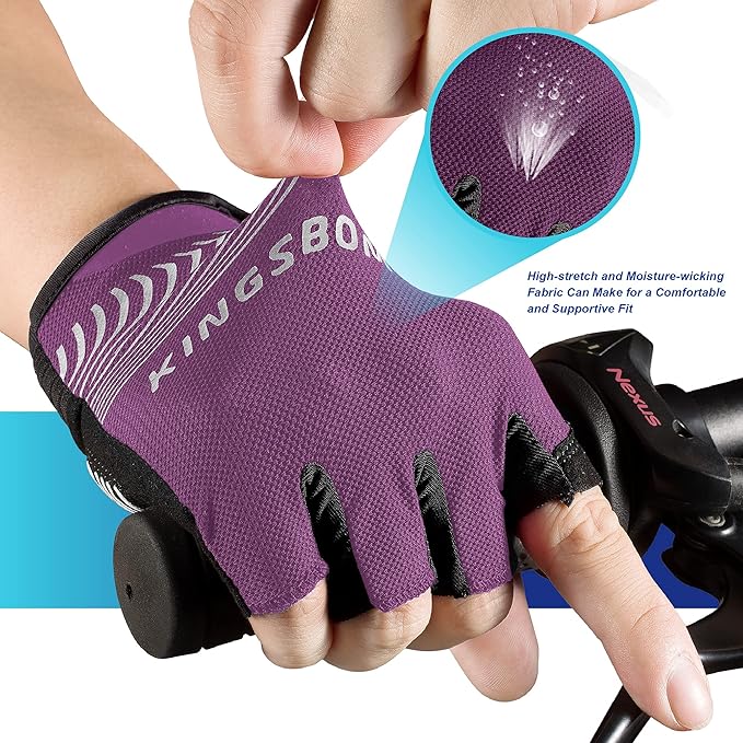 KINGSBOM Breathable Cycling Gloves, Shock-Absorbing Bike Gloves with Light Silicone Gel Pad, Anti-Slip Bicycle Gloves for Men and Women