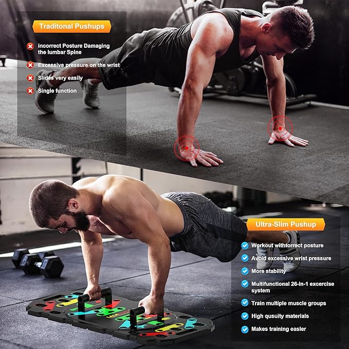 LALAHIGH Upgraded Large Portable Fitness Equipment: 5th Generation 26-in-1 Push