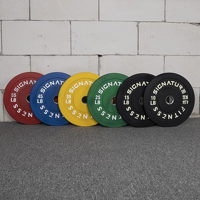 Signature Fitness 2" Olympic Bumper Plate Weight Plates 55LB Single,