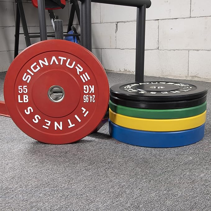 Signature Fitness 2" Olympic Bumper Plate Weight Plates 55LB Single,