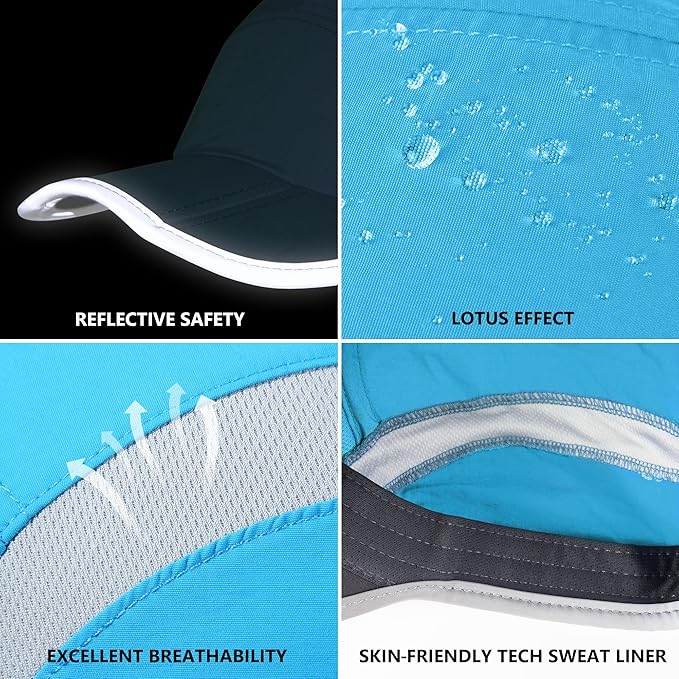 GADIEMKENSD Reflective Folding Outdoor Hat Unstructured Design UPF 50+ Sun Protection Sport Hats for Womens and Mens