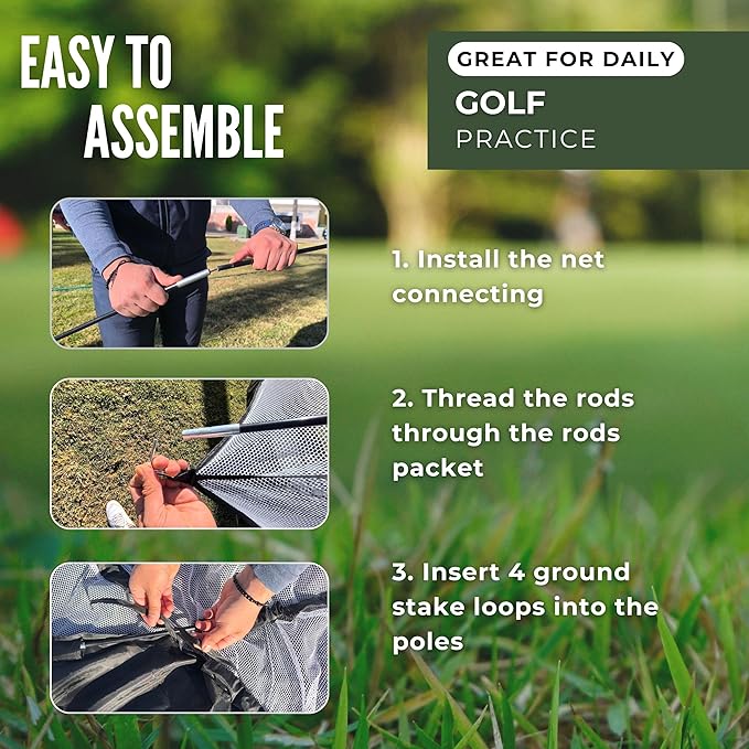 Golf Net 10x7ft – All-in-One Indoor/Outdoor Practice net with Multiple Targets, Heavy-Duty Base, tee, Balls & Bag for Driving, Chipping & Swing Training for Golf Lovers & dads.