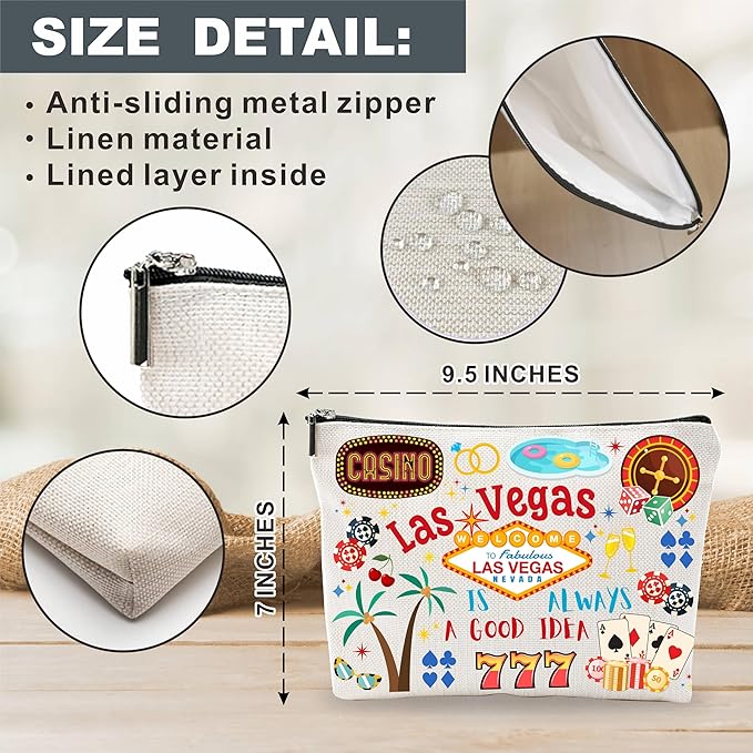 Las Vegas Souvenirs Cosmetic Bags For Women,Las Vegas Is Always a Good Idea, Make Up Bag For Traveling, Toiletry Pouch, Small Zipper Storage Bag, Las Vegas Themed Gifts, Women Essentials - D03