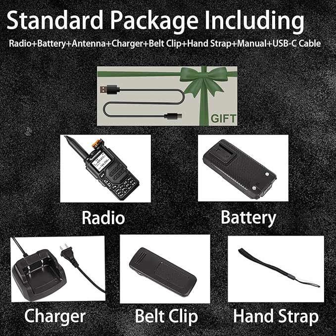 2 Packs Quansheng UV-K5 Radio USB-C Charging Dual 5W Long 771 Antenna