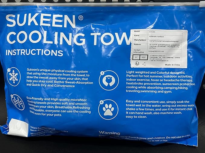 Sukeen 10 Pack Cooling Towels (40"x12") for Sweat, Quick-Drying Neck Cooling Wraps, Soft Breathable Cooling Towels for Neck and Face, Chilly SportsTowel for Yoga, Sport, Running, Workout
